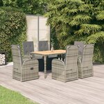 vidaXL Ensemble à manger de jardin et coussins 7 Pièces gris rotin