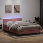 vidaXL Sommier à lattes de lit avec matelas et LED rose 140x220 cm velours