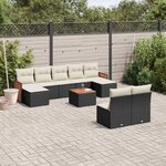 vidaXL Salon de jardin 10 Pièces avec coussins noir résine tressée