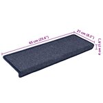 vidaXL Tapis d'escalier 30 pièces 65 x 21 x 4 cm Gris foncé et bleu Bordure rectangulaire
