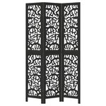 vidaXL Cloison de séparation 3 panneaux noir bois de paulownia massif