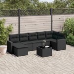 vidaXL Salon de jardin 8 Pièces avec coussins noir résine tressée