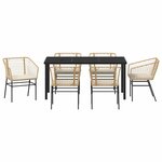 vidaXL Ensemble de salle à manger pour jardin 7 Pièces Marron polyrotin