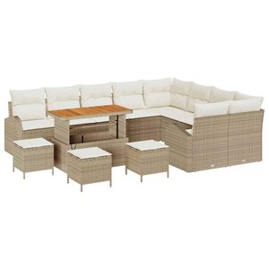vidaXL Ensemble de canapé de jardin 13 Pièces Beige Poly rotin
