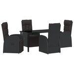 vidaXL Ensemble de jardin 5 pièces avec coussins - Rattan poly noir
