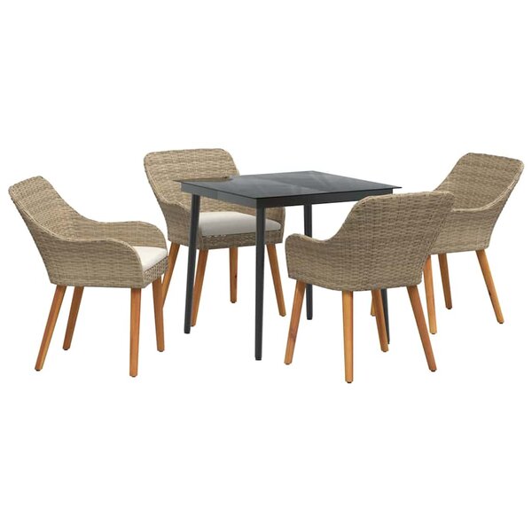 vidaXL Ensemble de salle à manger de jardin 5 pièces Beige en poly rotin