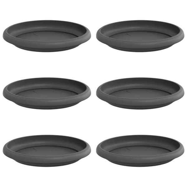vidaXL Plateau à fleurs rond 6 Pièces Noir Ø 14 x 2 cm Plastique