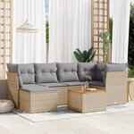 vidaXL Salon de jardin avec coussins 7 Pièces beige résine tressée