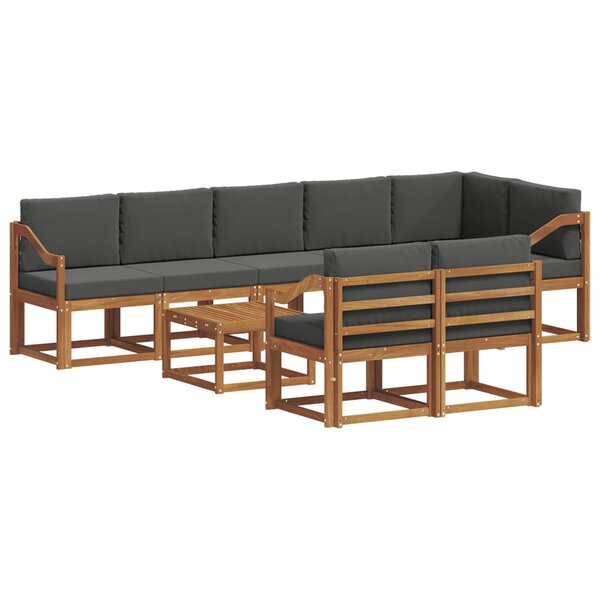 vidaXL Ensemble de canapés d'extérieur 9 pc Naturel et Anthracite