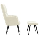 vidaXL Chaise de relaxation avec tabouret Blanc crème Velours