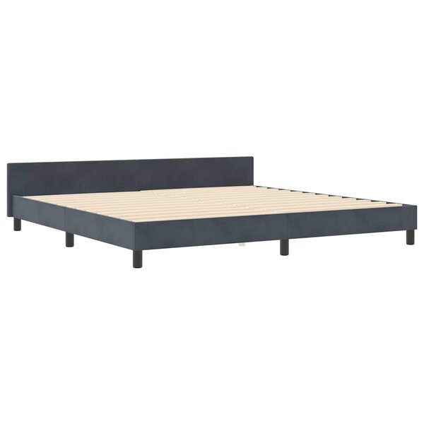 vidaXL Cadre de lit avec tête de lit Gris foncé 200 x 200 cm Velours