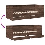 vidaXL Lit de jour et tiroirs chêne marron 75x190 cm bois d'ingénierie