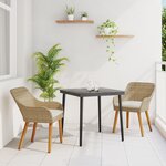 vidaXL Ensemble de repas de jardin 3 pièces Beige Poly Rattan
