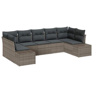 vidaXL Ensemble de canapé de jardin 7 Pièces Gris 289 x 154 x 85 cm