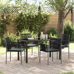 vidaXL Ensemble de salle à manger pour jardin 5 Pièces Noir Poly rotin