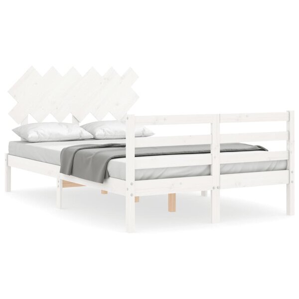 vidaXL Cadre de lit sans matelas blanc bois massif