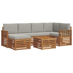 vidaXL Ensemble de canapés d'extérieur 7 pc Gris Naturel et Clair