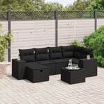 vidaXL Salon de jardin 7 Pièces avec coussins noir résine tressée