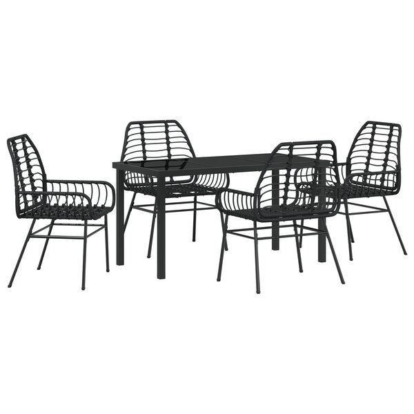 vidaXL Ensemble de salle à manger de jardin 5 pièces en poly rotin noir