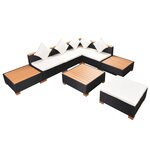 vidaXL Salon de jardin 8 Pièces avec coussins résine tressée noir