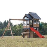 Aire de jeux - Toboggan rouge et toboggan tubulaire - Noud