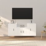 vidaXL Ensemble de meubles TV 3 Pièces Blanc Bois d'ingénierie