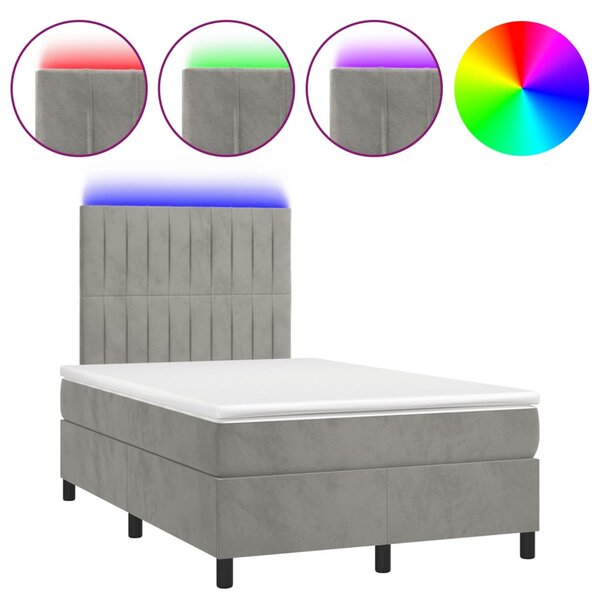 vidaXL Sommier à lattes de lit avec matelas LED gris clair 120x190 cm