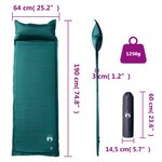 vidaXL Matelas de camping autogonflant avec oreiller 1 personne vert