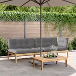 vidaXL Salon palette de jardin avec coussins 3Pièces bois d'acacia massif
