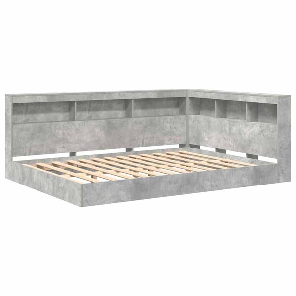 vidaXL Lit Bibliothèque Gris béton 160 x 200 cm Bois d'ingénierie