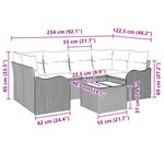 Ensemble de Canapé de Jardin 7 pièces avec Coussins Gris en Rotin
