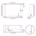 vidaXL Pieds de table basse en U  2 pièces  noir  50 x (30-31) cm  acier