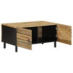 vidaXL Table basse noir 80x50x40 cm bois de manguier massif brut