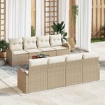 vidaXL Ensemble de canapé de jardin 9 Pièces Beige  blanc