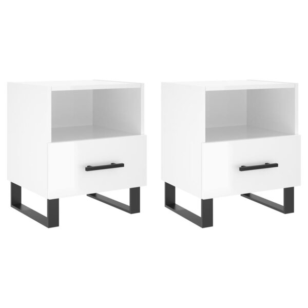 vidaXL Tables de chevet 2 Pièces blanc brillant 40x35x47 5 cm