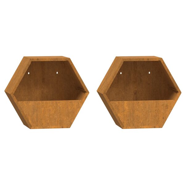 vidaXL Jardinières murales 2 Pièces Rouillé Acier corten 30x10x25 cm