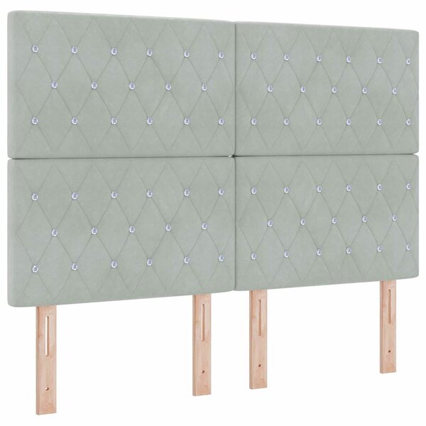 Lit à ressort vidaXL avec matelas gris clair 160x200 cm en velours
