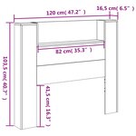 vidaXL Tête de lit Chêne brun 120 x 16 5 x 103 5 cm Bois d'ingénierie