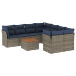 vidaXL Salon de jardin 9 Pièces avec coussins gris résine tressée