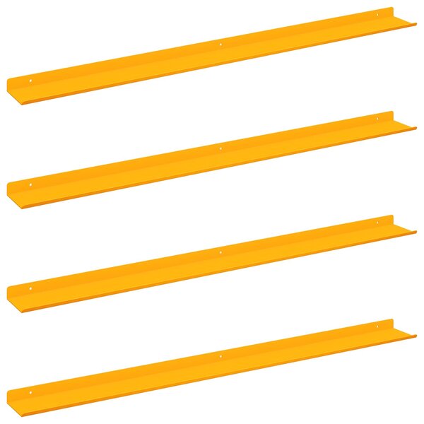 vidaXL Étagère flottante 4 Pièces Jaune moutarde 100 x 9 x 2 5 cm Acier