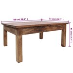 vidaXL Table basse bois d'acajou massif 96x73x45 cm