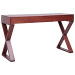 Bureau table poste de travail meuble d'ordinateur informatique étude d'ordinateur 115 x 47 x 77 cm bois d'acajou massif brun 02_0023738