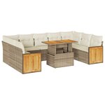 vidaXL Salon de jardin avec coussins 10Pièces beige résine tressée acacia