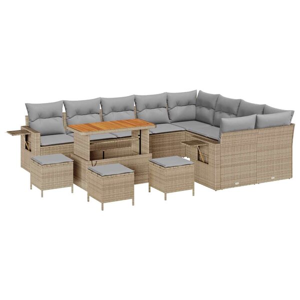 vidaXL Ensemble de canapé de jardin 13 Pièces Beige polyrotin