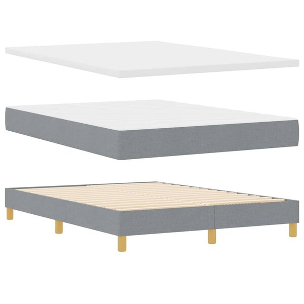 Lit à ressort vidaXL avec matelas - Gris clair  140x200 cm  Tissu
