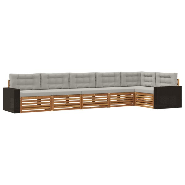 vidaXL Ensemble de canapés d'extérieur 6 Pièces Naturel et gris clair