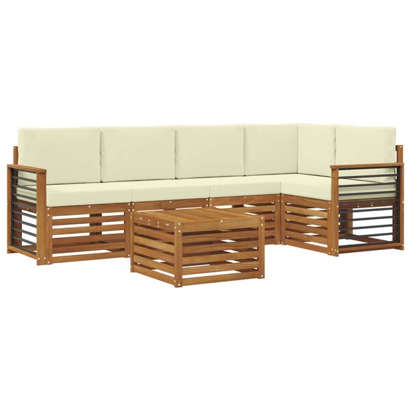 vidaXL Ensemble de canapés d'extérieur 6 pc Naturel et Crème Polyester
