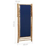 vidaXL Chaise de terrasse Bambou et toile Bleu marine