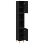 Meuble de salle de bain vidaXL Chêne noir 30x30x190 cm Bois d'ingénierie