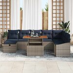 vidaXL Ensemble de canapé de jardin 9 Pièces Gris polyrotin